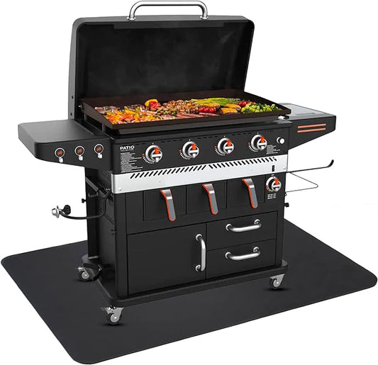 a photo of a gas grill on a mister buddy mat